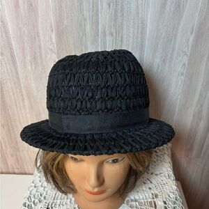 Vintage Raffia Straw Black Women's Hat Union Made